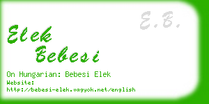 elek bebesi business card